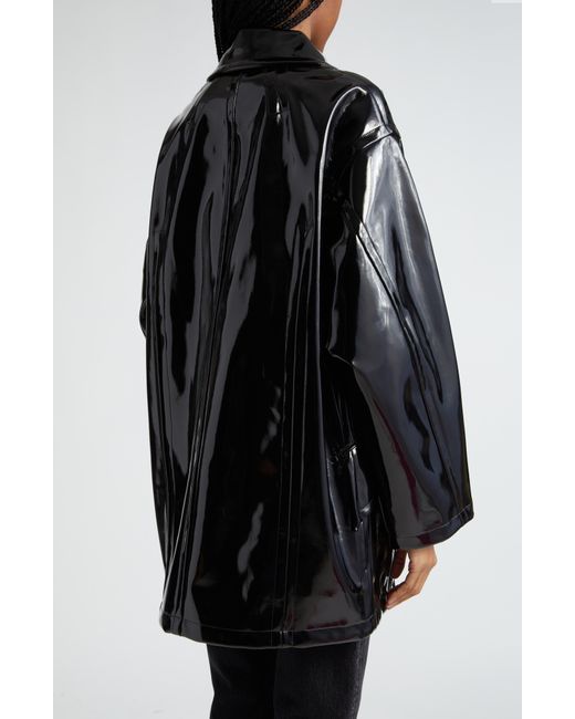 Stand Studio Black Maxxy Faux Patent Leather Raincoat