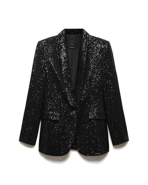 Mango Black Sequin Blazer