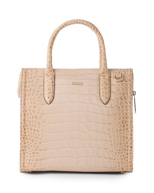 Brahmin Natural Small Caroline Croc Embossed Leather Satchel