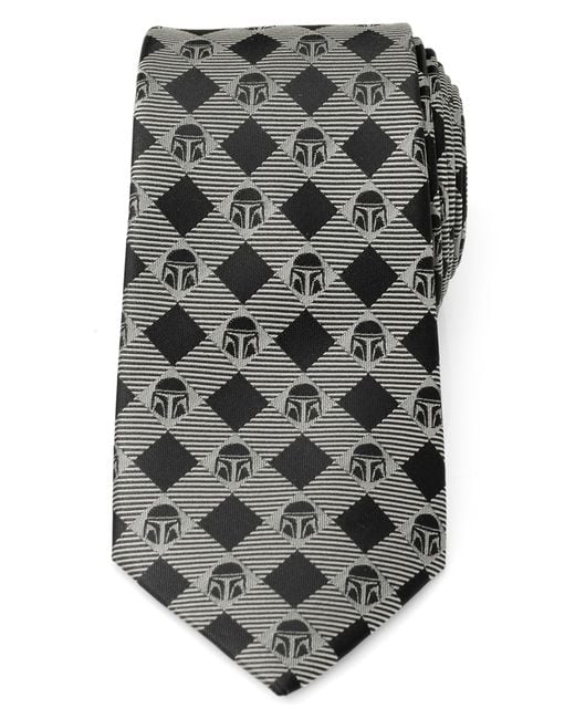 Cufflinks Inc. Gray Mandalorian Plaid Silk Blend Tie for men