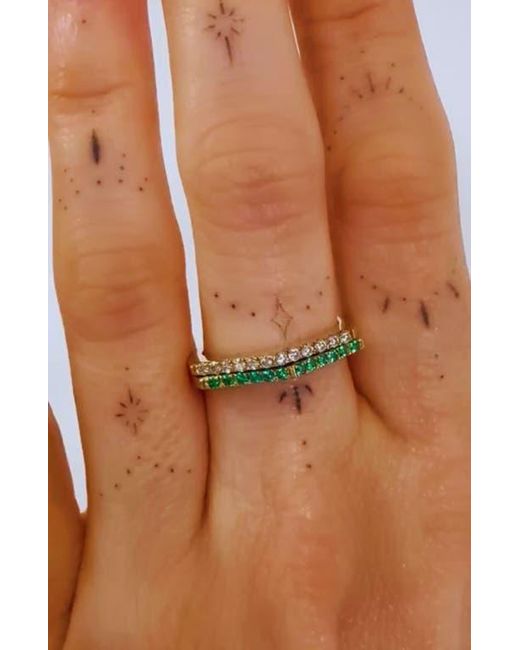 Elliot Young Metallic 14K Stackable Pave Point Ring