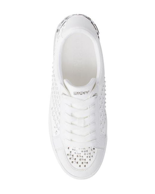 DKNY White Maben Rhinestone Sneaker