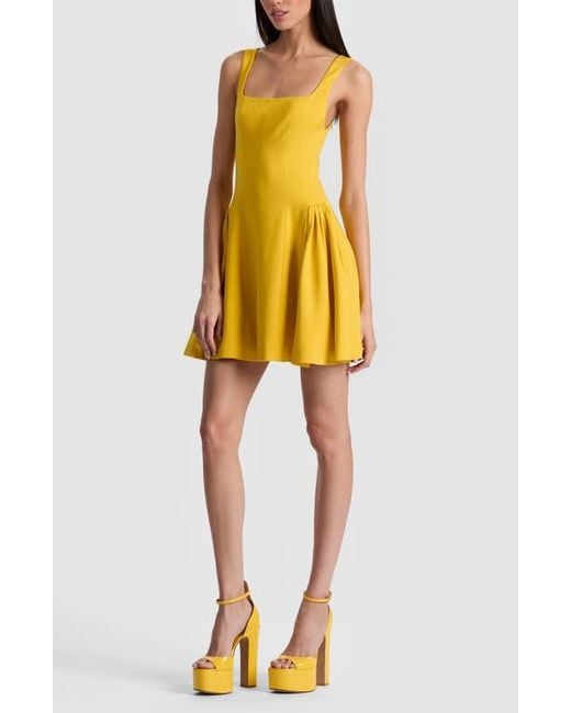 Alice + Olivia Yellow Vera Fit & Flare Minidress