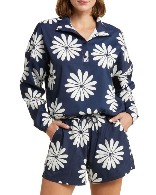 Outdoor Voices Blue Solarcool Tourist Floral Print Pullover