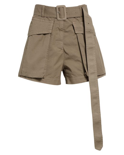 Dries Van Noten Natural Peza Belted Cotton Cargo Shorts