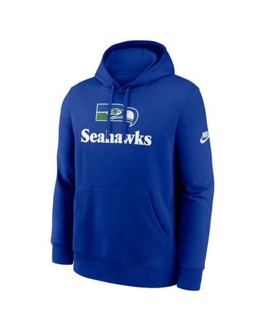 Nike Blue Seattle Seahawks Best Season Rewind Club Pullover Hoodie for men