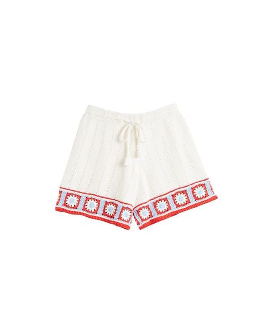 Chinti & Parker Red Hand Crochet Shorts