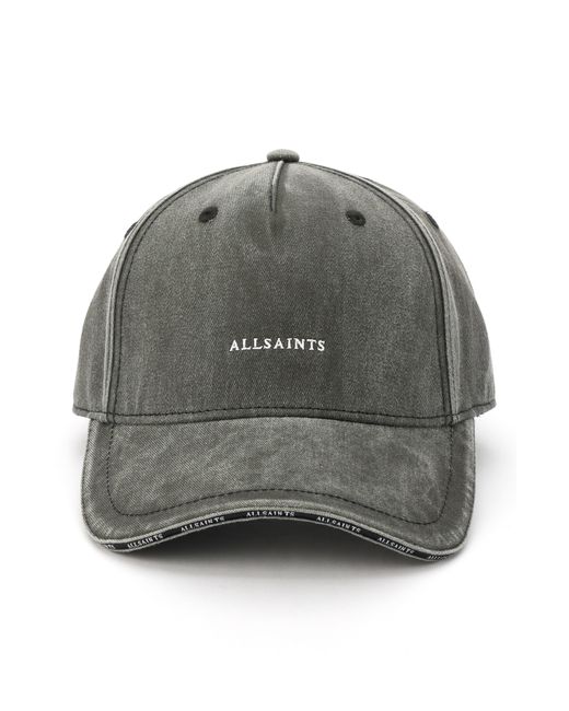 AllSaints Gray Embroidered Logo Adjustable Baseball Cap for men