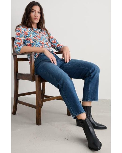 Seasalt Cornwall Blue Easel Stretch Organic Cotton Top