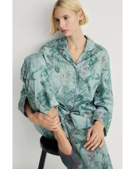 Mango Green Tropical Print Pajama Shirt