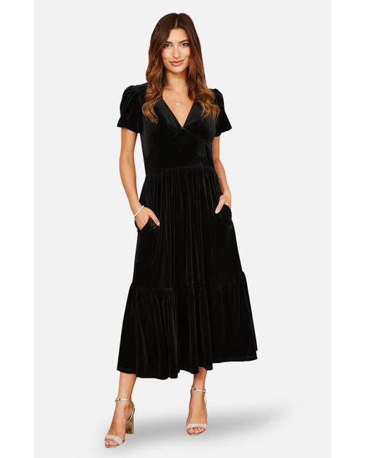 Yumi' Women's Black Velvet Midi Dress Yumi' Women's Black Velvet Midi Dress