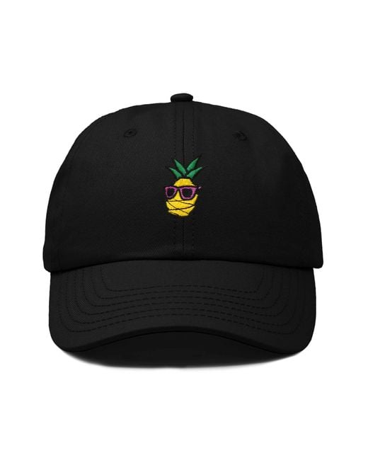 Alix Black Pineapple Embroidered Dad Hat for men