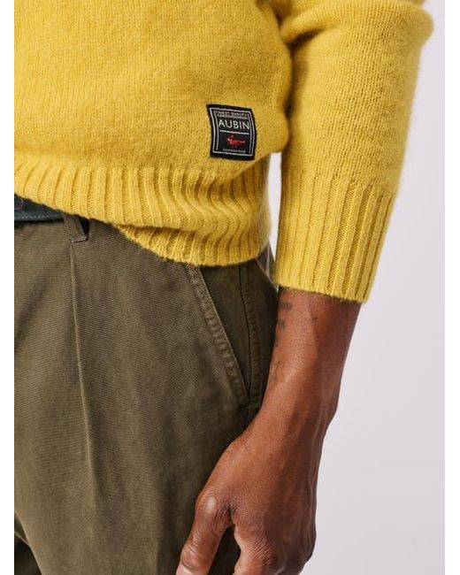 aubi Yellow Prestwick Shetland Crew Neck Sweater for men