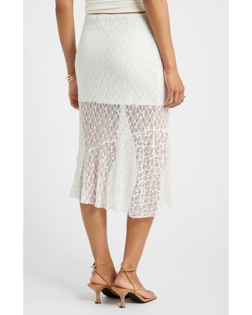 Open Edit White Lace Midi Skirt