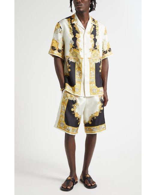 Versace Multicolor Coral Theatre Silk Shorts for men