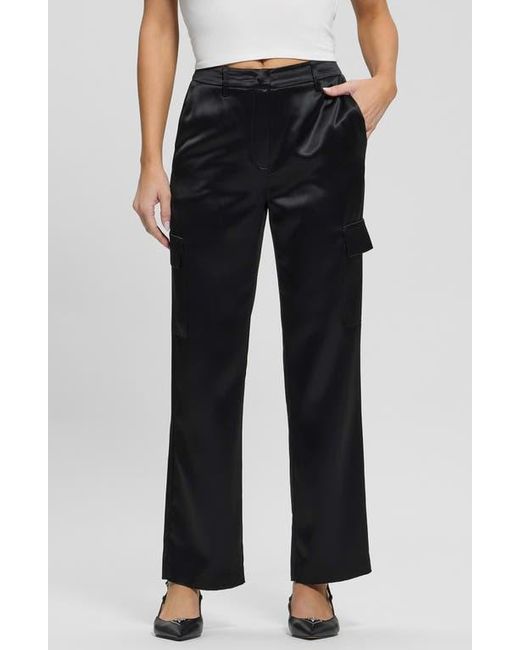 Guess Black Megan Satin Cargo Pants