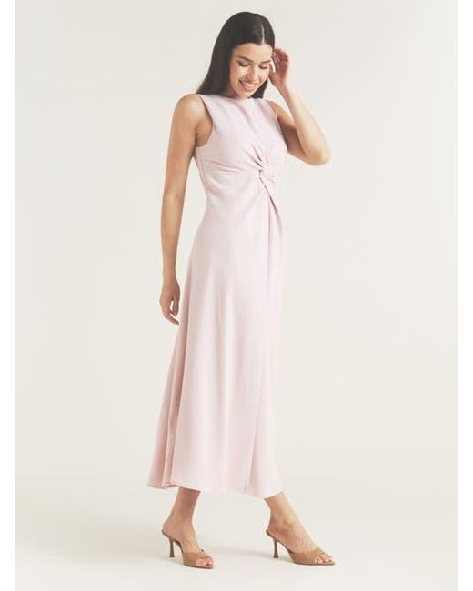 Six Stories Women's Pink Daphne Knot Detail Sleeveless Midi Dress