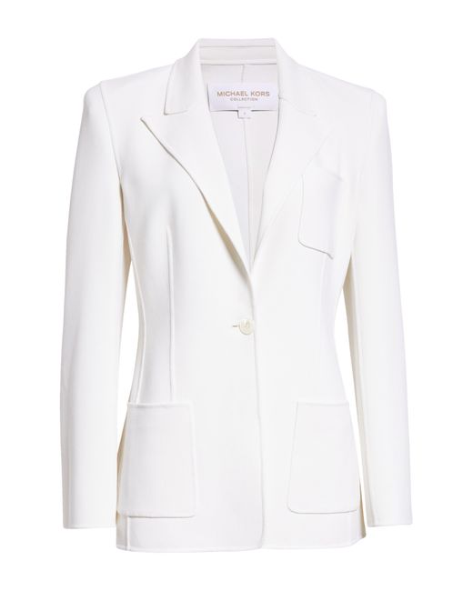 Michael Kors Double Face Stretch Wool Blazer in White | Lyst