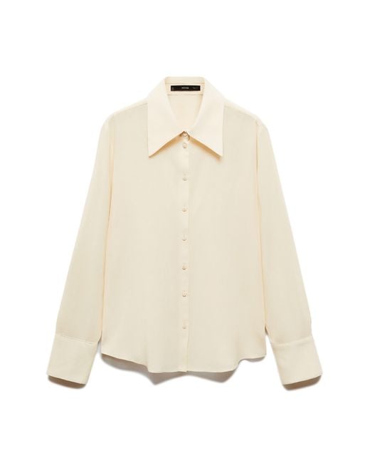 Mango White Swallowtail Collar Button-up Shirt