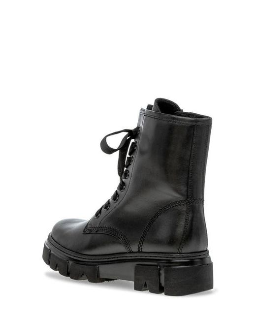 Gabor Black Leather Combat Boot