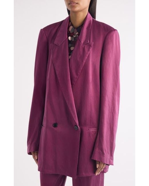 Dries Van Noten Purple Blink Double Breasted Oversize Twill Jacket