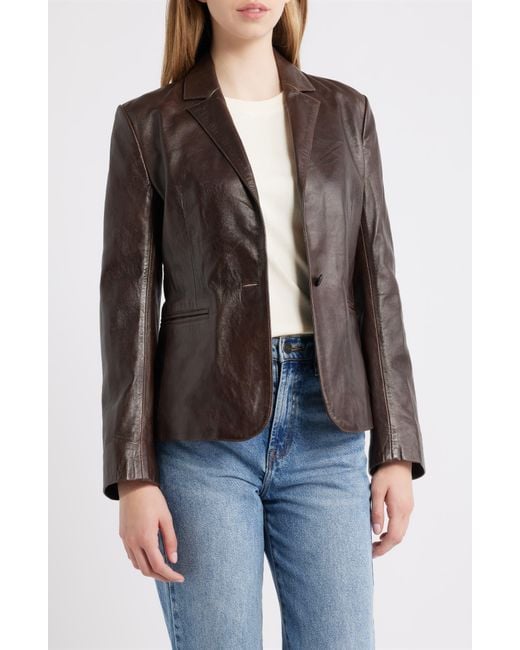 Schott Nyc Black Fitted Leather Blazer