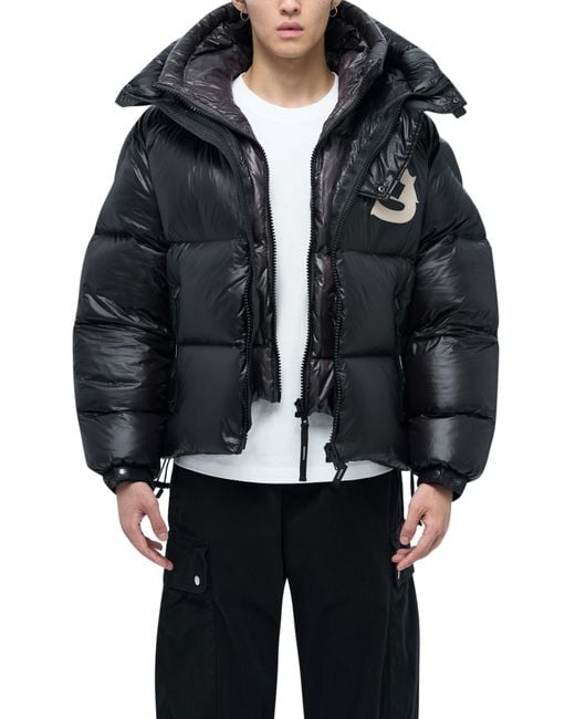 Alpha Style Black Kudu Hooded Puffer Down Jacket