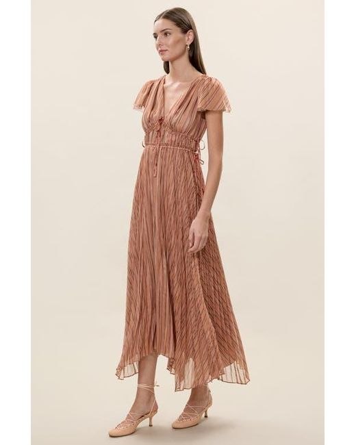 Rebecca Taylor Women's Natural Celeste Stripe Pleated Dress Rebecca Taylor Women's Natural Celeste Stripe Pleated Dress