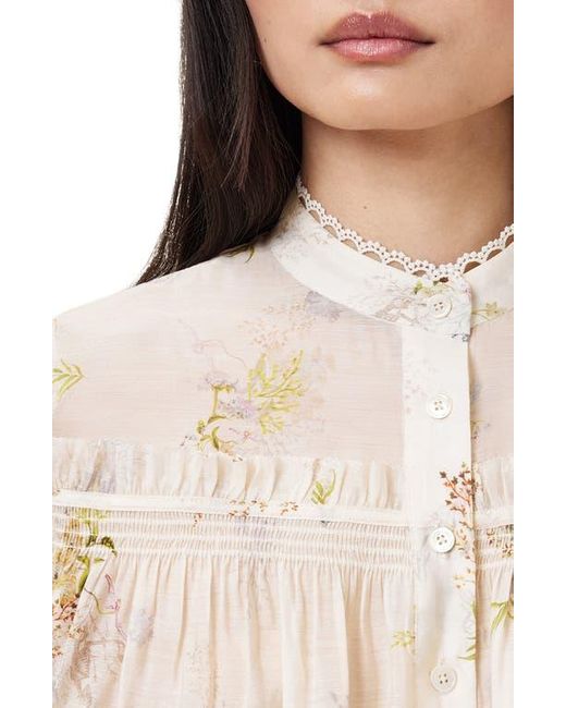AllSaints Natural Delphine Floral Button-Up Top