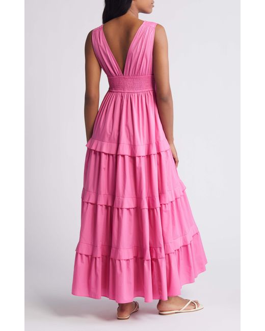 Chelsea28 Pink V-neck Tiered Maxi Dress