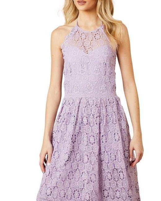 Oasis Purple Lace Detail Halterneck Midi Dress