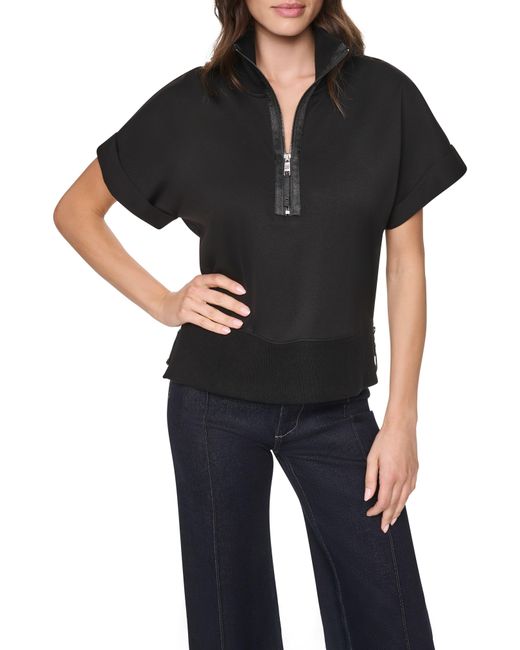 DKNY Black Soho Half Zip Ponte Pullover