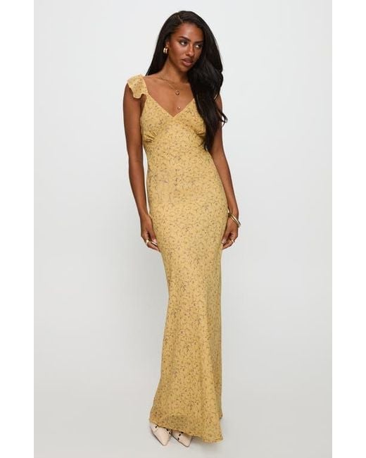 Princess Polly Dearlie Floral Ruffle Strap Maxi Dress in Yellow | Lyst