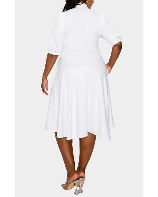 L I V D White Carina Donna Fit & Flare Midi Dress