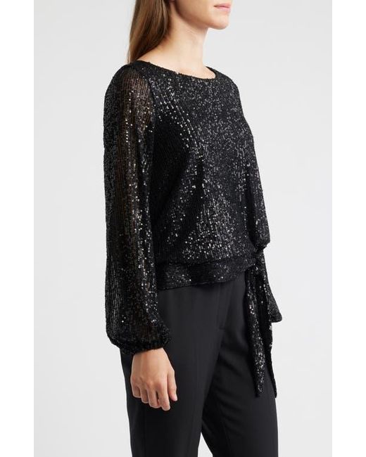 Tahari Black Sequin Top