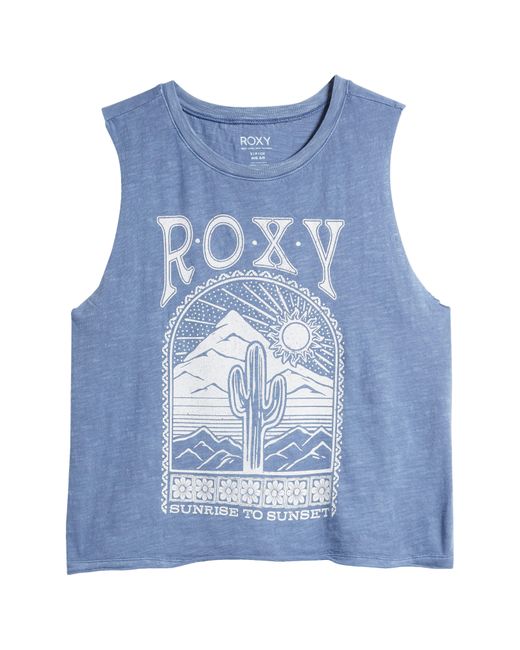 Roxy Blue Saguaro Cotton Graphic Muscle Tee