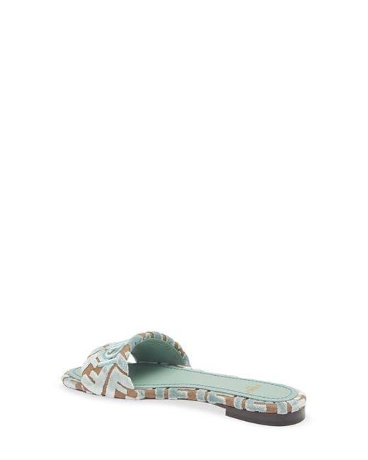 Fendi Green Sunshine Logo Embroidered Slide Sandal