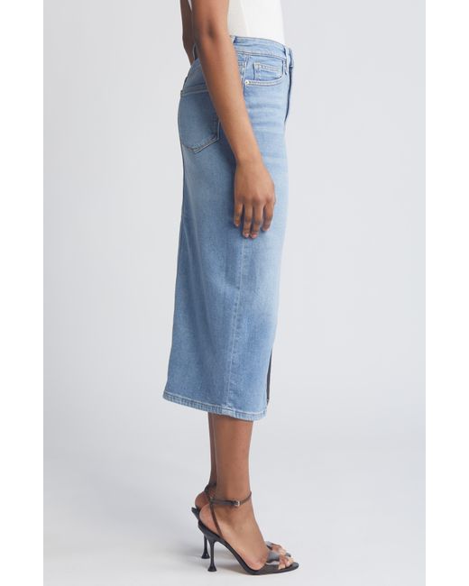 GOOD AMERICAN Blue Slit Front Denim Midi Skirt