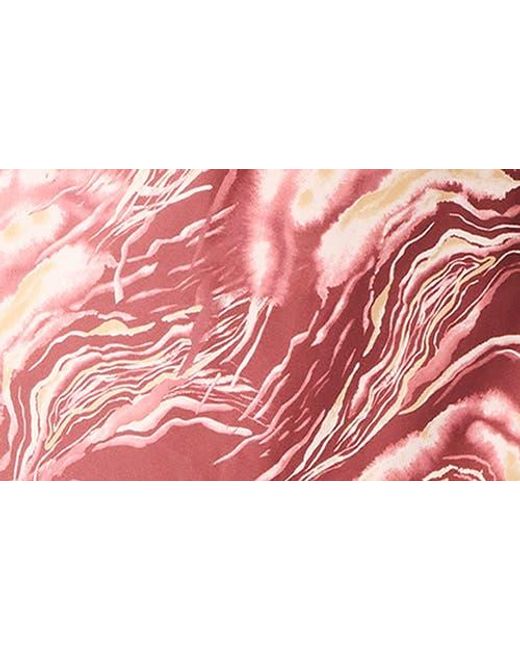 Steve Madden Red Cade Marbleized Print Satin High-Low Dress