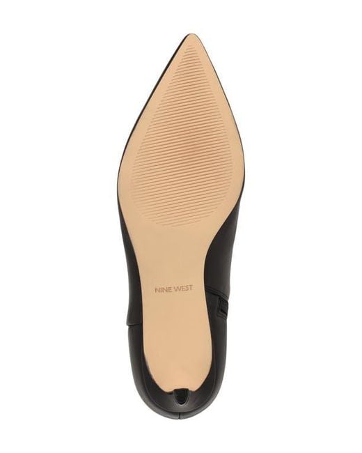 Nine West Black Brite Pointed Toe Kitten Heel Bootie