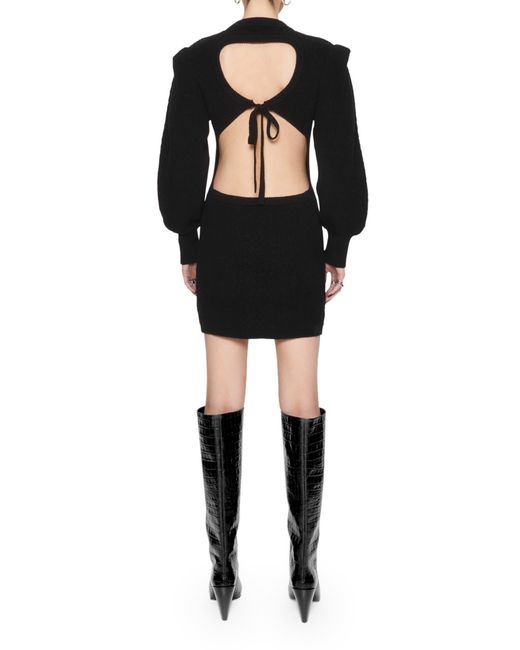 Rebecca Minkoff Black Daisy Long Sleeve Sweater Minidress