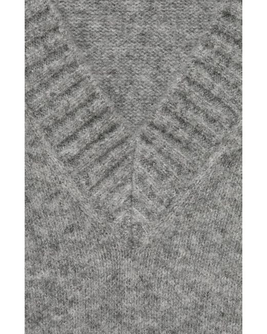 Mango Gray Oversize V-Neck Sweater
