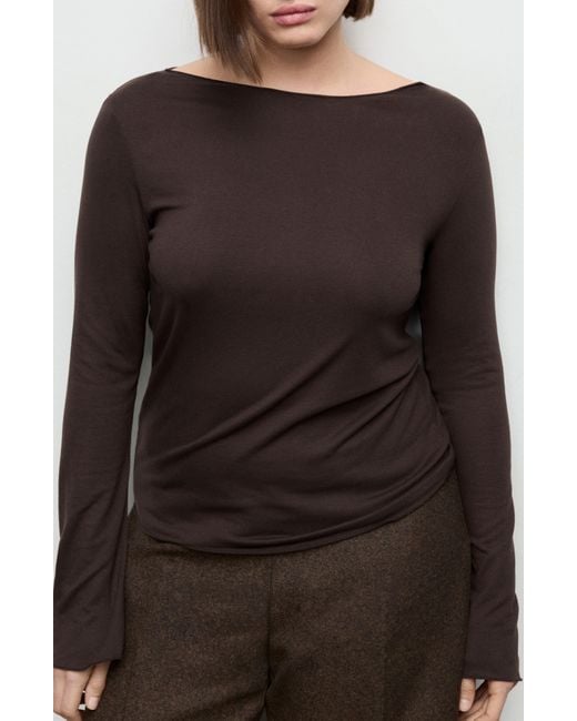 Mango Black Boatneck Top