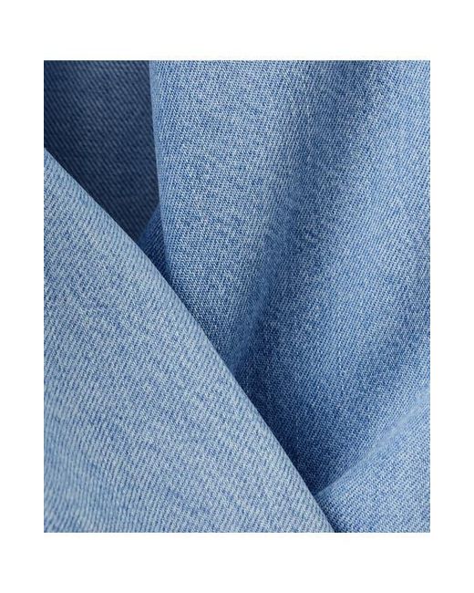 Mango Blue Drape Plunge Neck Top