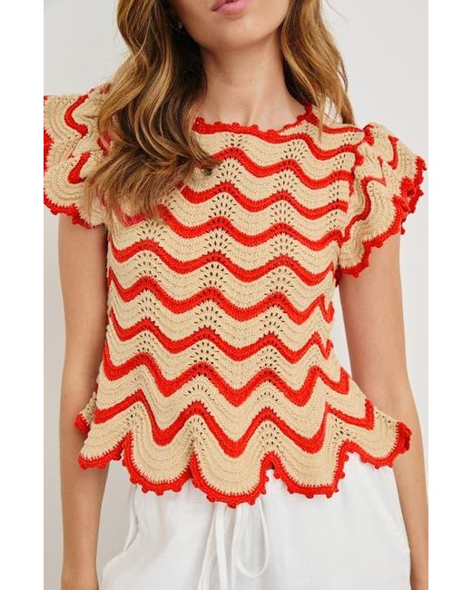 Rails Red Coen Ruffle Sleeve Peplum Sweater