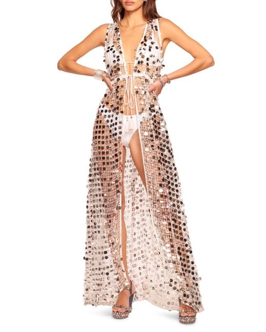 Ramy Brook Multicolor Michaela Sequin Sheer Cover-up Maxi Dress