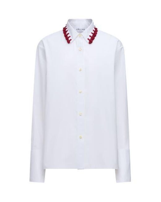 Callas Milano White Billie Tassel Collar Shirt