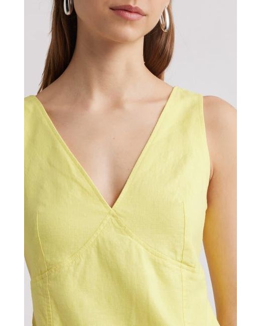 Open Edit Yellow Sleeveless Linen Blend Minidress