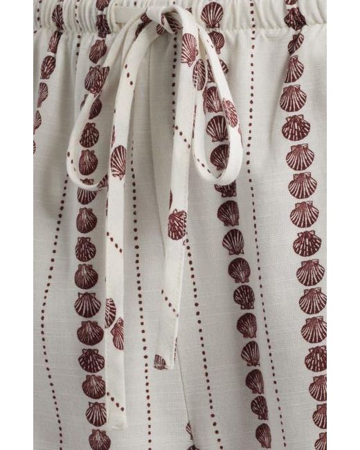 Cloth & Stone White Shell Print Drawstring Shorts