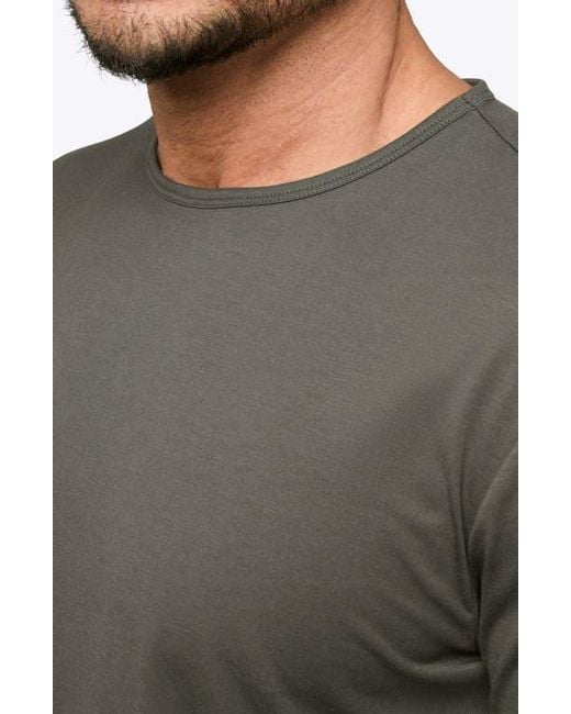 Cuts Gray Ao Curve Hem Cotton Blend T-Shirt for men